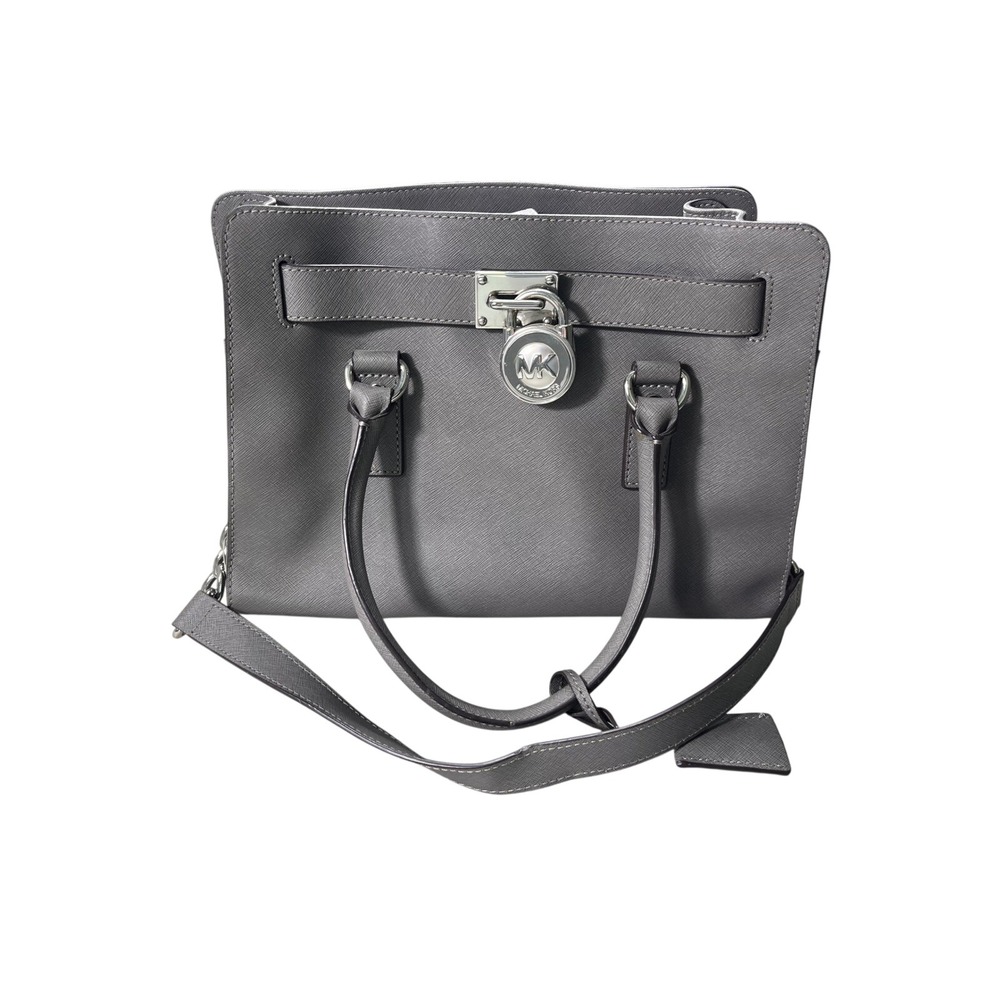 Michael Kors Hamilton Medium Satchel Dark Gray Saffiano‎ Leather Crossbody
